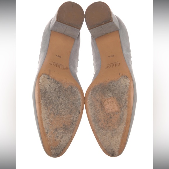 Chloé scalloped chunky heel in light blue/grey, Size 40 1/2 with box - Picture 6 of 7